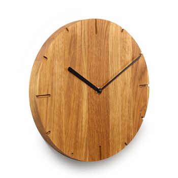 Solide - Horloge murale en bois massif avec mouvement à quartz - Chêne huilé - Noir 3