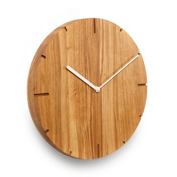 Solide - Horloge murale en bois massif avec mouvement à quartz - Chêne huilé - Noir 4