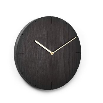 Solide - Horloge murale en bois massif avec mouvement à quartz - Chêne huilé - Noir 5