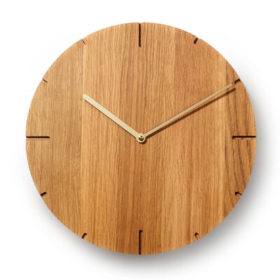 Solide - Solid wood wall clock with quartz movement - Oiled oak - Gold