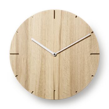 Solide - Horloge murale en bois massif avec mouvement à quartz - Chêne non traité - Argent 1