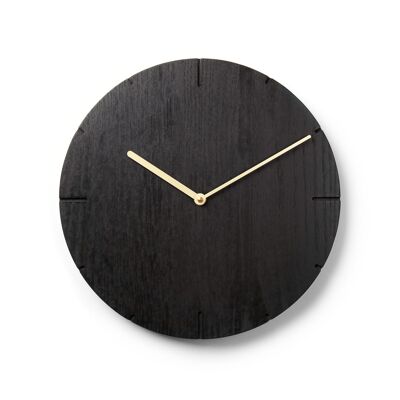 Solide - Horloge murale en bois massif avec mouvement à quartz - Chêne noirci - Doré