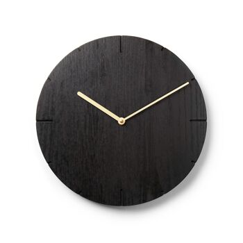 Solide - Horloge murale en bois massif avec mouvement à quartz - Chêne noirci - Doré 1