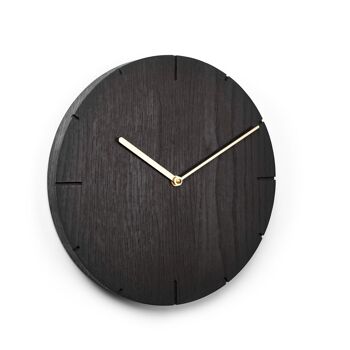 Solide - Horloge murale en bois massif avec mouvement à quartz - Chêne noirci - Doré 5