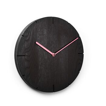 Solide - Horloge murale en bois massif avec mouvement à quartz - Chêne noirci - Rose 6