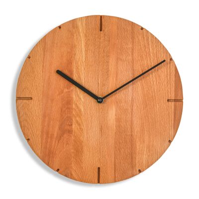 Solide - Wanduhr aus massivem Holz mit Quarz-Uhrwerk - Buche geölt - Schwarz