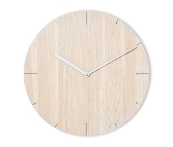 Solide - Horloge murale en bois massif avec mouvement à quartz - Chêne cérusé - Argent 1