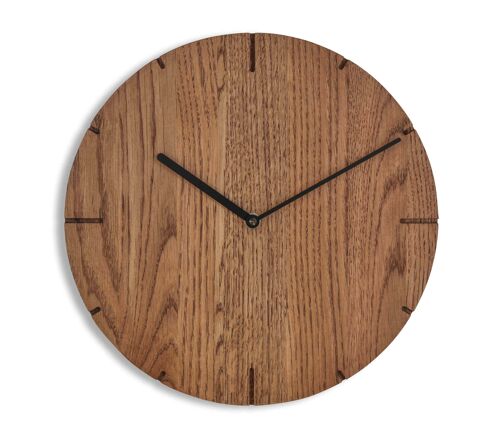 Solide - Wanduhr aus massivem Holz mit Quarz-Uhrwerk - Räuchereiche - Schwarz