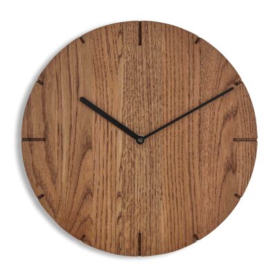 Solide - Solid Wood Wall Clock with Quartz Movement - Smoked Oak - Black