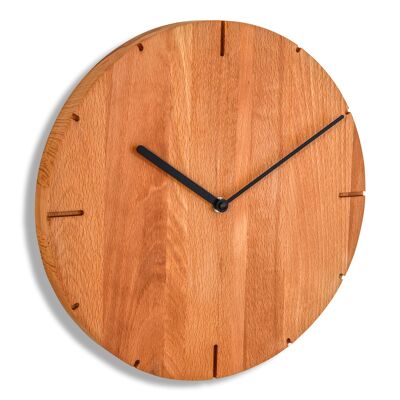 Solide - Reloj de pared de madera maciza con movimiento de cuarzo - Roble encalado - Marrón grisáceo