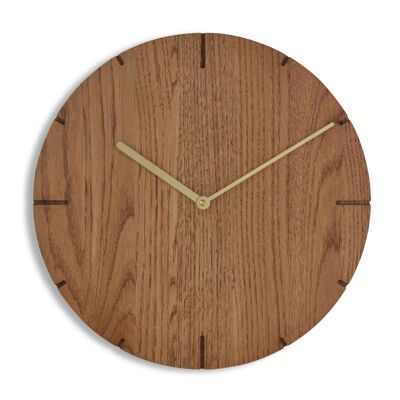 Solide - Solid Wood Wall Clock with Quartz Movement - Smoked Oak - Gold