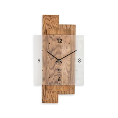 Eichwald - Reloj de pared de roble macizo con movimiento de cuarzo - Roble ahumado