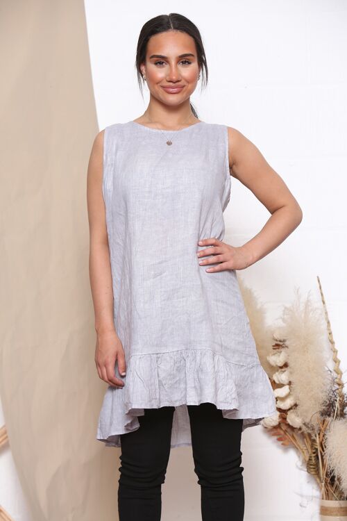Grey linen dress with bow tie