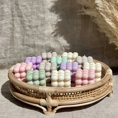 Bougie Bulle Rose | Cire de soja naturelle | Sans parfum | Décoration d'intérieur | Bougies Cube Rubix | Idées cadeaux | Bougie cubique à bulles de luxe | Non parfumé