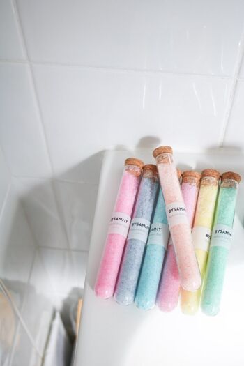 Sels de bain, pétillant de bain, arc-en-ciel, coloré, tube à essai de trempage de bain, cadeau d'anniversaire, douche nuptiale, faveurs de mariage, fête des mères, baby shower - sel de bain pêche vanille 3