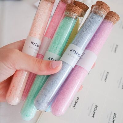 Sels de bain, pétillant de bain, arc-en-ciel, coloré, tube à essai de trempage de bain, cadeau d'anniversaire, douche nuptiale, faveurs de mariage, fête des mères, baby shower - rose de sel de bain pêche