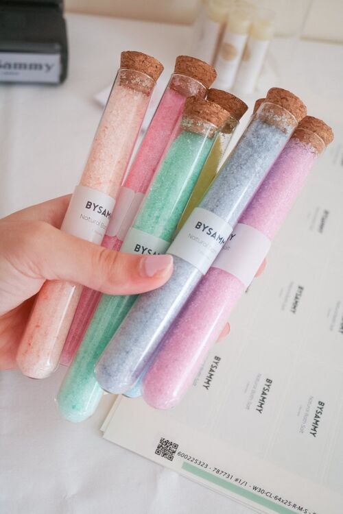 Bath Salts, bath fizzer, rainbow, colourful, Bath Soak Test Tube, Birthday gift, Bridal Shower, Wedding Favours, Mother's Day, Baby Shower - Dark Blue Bath Salt Lavender