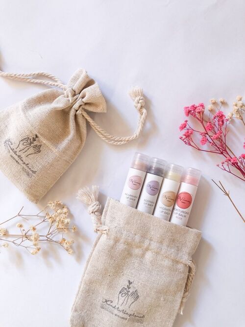 Lip Balm Gift Set, 4 pack, Honey, Rose, Coconut, Lavender, lip plump, chapstick, natural,homemade skincare, organic, Eco friendly