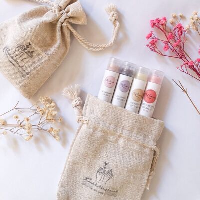 Lip Balm Gift Set, 4 pack, Honey, Rose, Coconut, Lavender, lip plump, chapstick, natural,homemade skincare, organic, Eco friendly