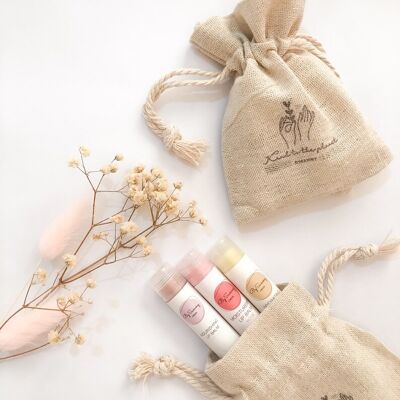 Set de regalo de bálsamo labial, paquete de trío, miel, rosa, coco, relleno de labios, barra de labios, natural, cuidado de la piel casero, tratamiento de labios, orgánico, ecológico