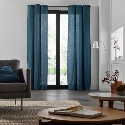 CARLINA blue green eyelet curtain and black bumblebee 200x280 cm