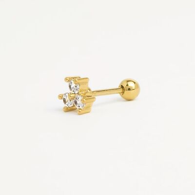 Jade piercing earring - gold/zircon