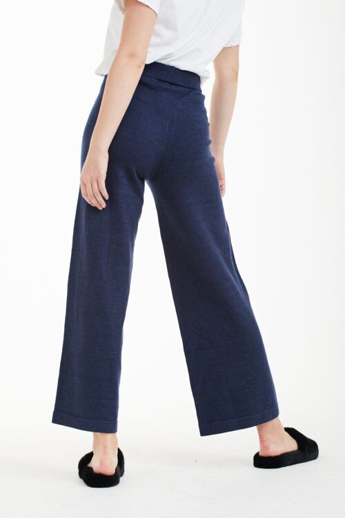 NAVY WIDE LEG KNIT JOGGER - Navy