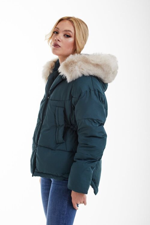 OVERSIZED DIP BACK PUFFER - Teal