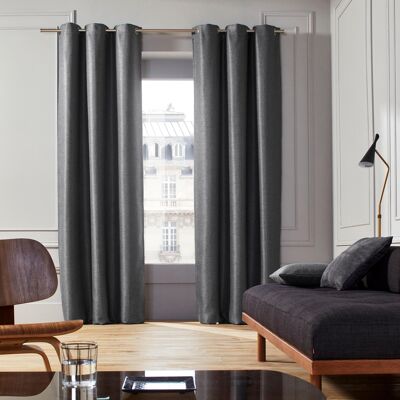 COCONUT Eyelet curtain Dark gray 140x350 cm