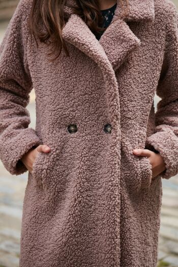 MANTEAU EN FOURRURE TEDDY ROSE - Rose 3