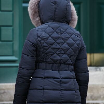 QUILTED LONGLINE PUFFER - Silver/Grey