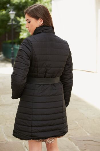 MANTEAU NOIR RÉVERSIBLE EN FOURRURE ET MATELASSÉ - Noir 1