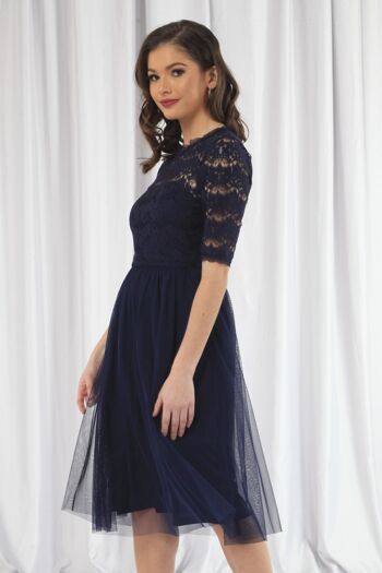 ROBE EN DENTELLE MARINE AVEC JUPE EN TULLE - Marine 2