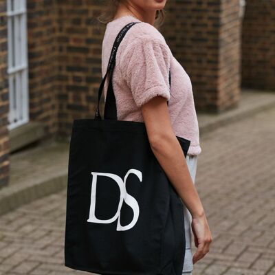 BLACK DOUBLE SECOND TOTE BAG - Black