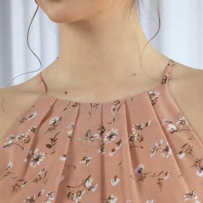 PINK SUMMER FLORAL SLEEVLESS DRESS - Pink