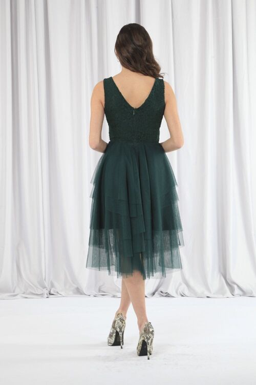 GREEN TIERED TULLE DRESS - Green