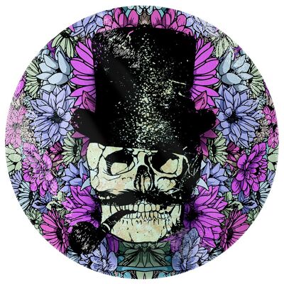 Planche à découper circulaire en verre Floral Skull