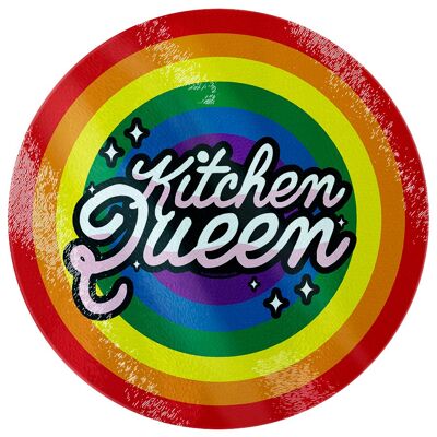 Kitchen Queen Rundes Schneidebrett aus Glas