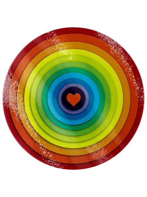 Rainbow Heart Circular Glass Chopping Board