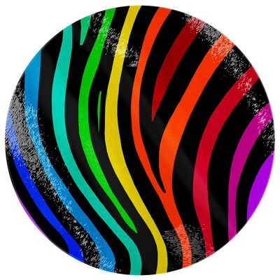 Rainbow Stripes Rundes Schneidebrett aus Glas