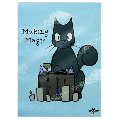 Spooky Cat Making Magic Small Rectangular Chopping Board