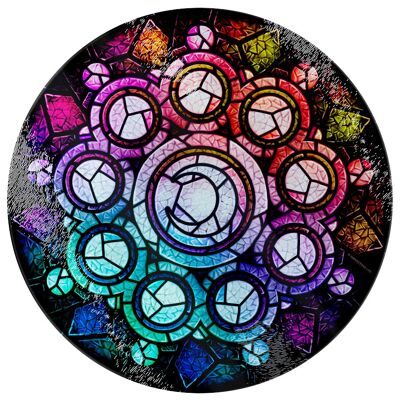 Stained Glass Lunar Circles Glass Chopping Board