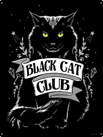 Grand panneau en étain Black Cat Club