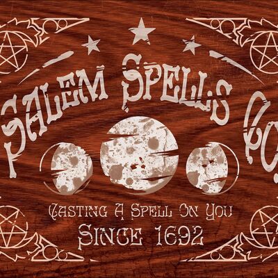 Salem Spells Co. Large Tin Sign