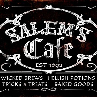 Cartel de hojalata grande de Salem's Cafe