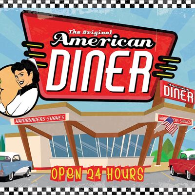 Cartel de chapa grande The Original American Diner