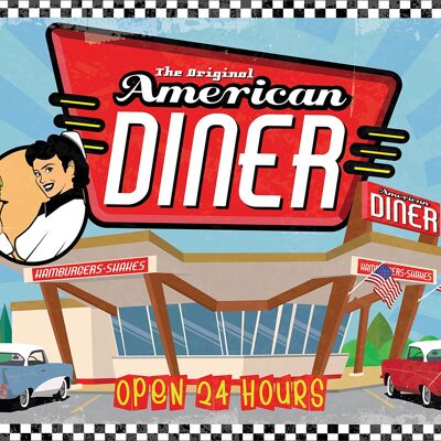 Targa in metallo grande The Original American Diner