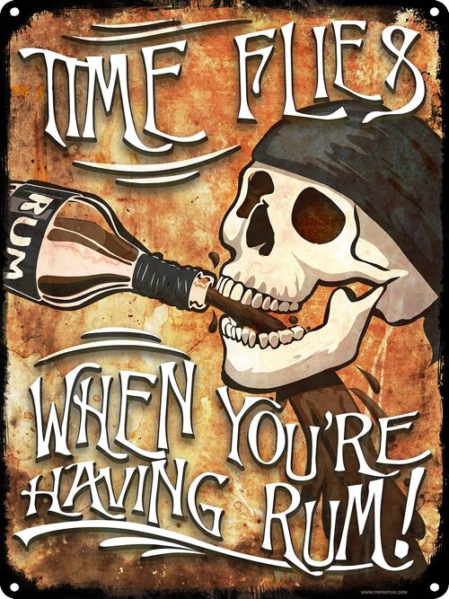 Time Flies When You're Having Rum Large Tin Sign