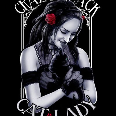 Minicartel de chapa Crazy Black Cat Lady