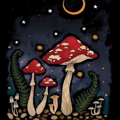 Mini Cartel de Hojalata Magical Mushrooms Still Growing